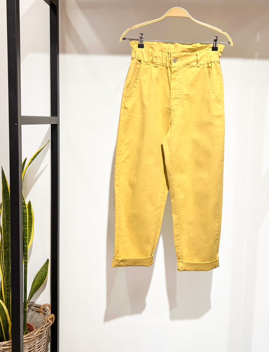 Light Yellow Paper Bag Trousers
