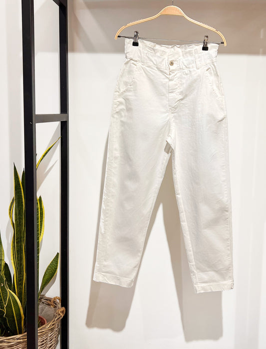 White Paper Bag Trousers