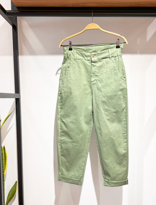 Light Green Paper Bag Trousers